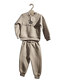 Kışlık Üç İP Şardonlu Kız Çocuk Eşofman Takımı