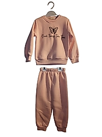 Kışlık Üç İP Şardonlu Kız Çocuk Eşofman Takımı